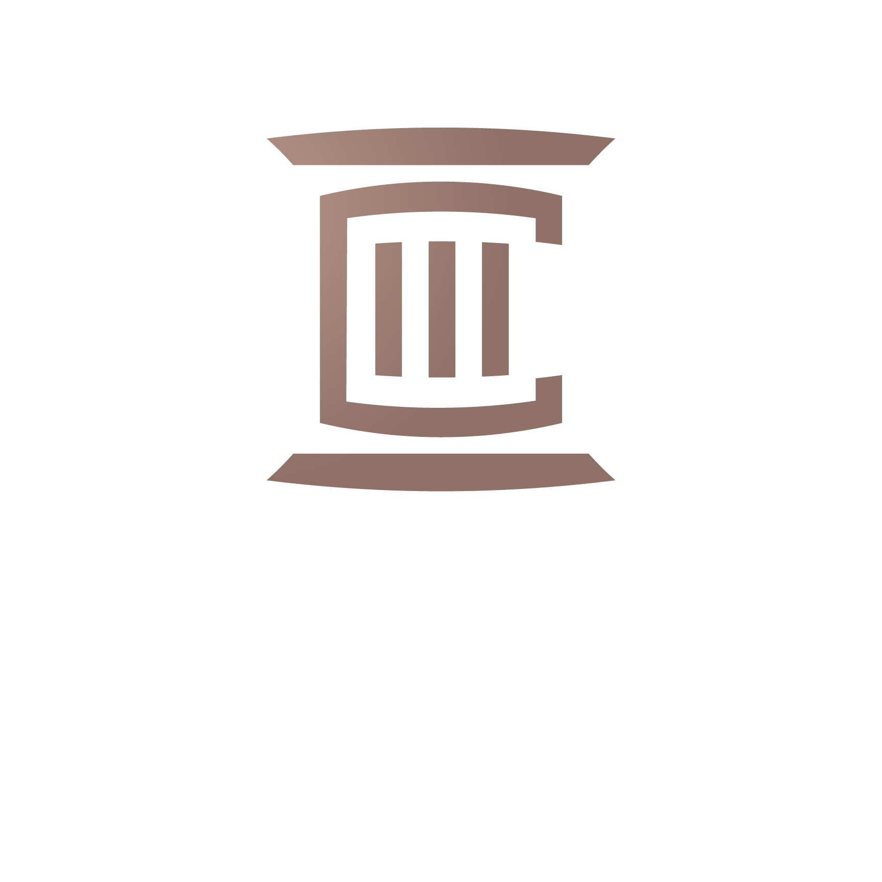 The Capital Law Firm — stacked lockup with the bronze symbol and white wordmark on navy
